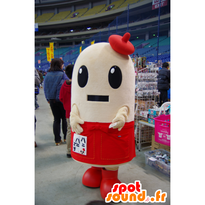 Mascot clara de ovo gigante, com um avental e uma boina - MASFR25171 - Yuru-Chara Mascotes japoneses