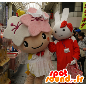 Angelo Mascotte, fata, con fiori e un abito bianco - MASFR25174 - Yuru-Chara mascotte giapponese