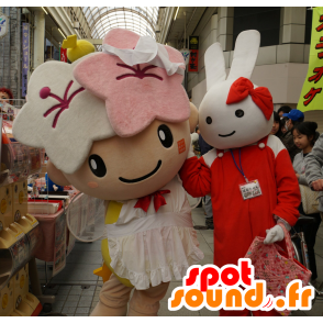 Angel Mascot, Fairy, med blomster og en hvit kjole - MASFR25174 - Yuru-Chara japanske Mascots