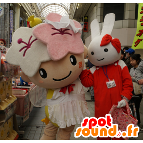 Angel Mascot, Fairy, met bloemen en een witte jurk - MASFR25174 - Yuru-Chara Japanse Mascottes