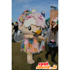Engels-Maskottchen, Fairy mit Blumen und einem bunten Kleid - MASFR25175 - Yuru-Chara japanischen Maskottchen