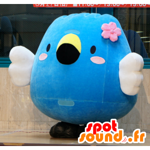 Gozuccho mascotte, grote blauwe vogel, wit en geel - MASFR25176 - Yuru-Chara Japanse Mascottes