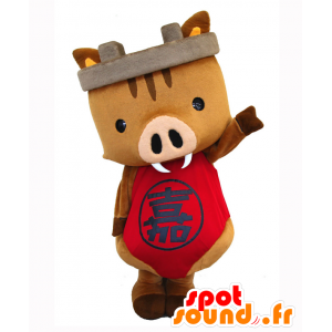 Bruine beer mascotte met een rode jurk - MASFR25179 - Yuru-Chara Japanse Mascottes