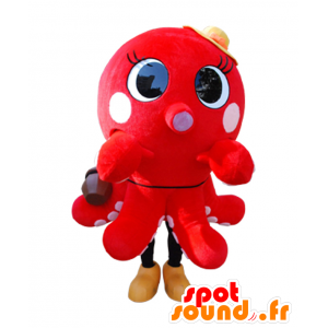 Takomi-chan maskot, blæksprutte, rød blæksprutte, kæmpe -