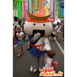 Mascotte samurai guerriero con un casco e un kimono - MASFR25182 - Yuru-Chara mascotte giapponese