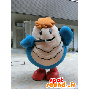 Mascot niebieski i beżowy ptaka, pulchną i słodkie - MASFR25186 - Yuru-Chara japońskie Maskotki