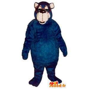 Mascot big blue bear with glasses - MASFR006738 - Bear mascot