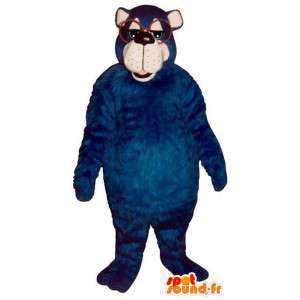 メガネ付きの大きな青いクマのマスコット-MASFR006738-クマのマスコット