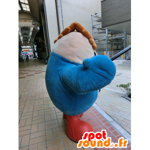 Μασκότ μπλε και μπεζ πουλί, παχουλό και χαριτωμένο - MASFR25186 - Yuru-Χαρά ιαπωνική Μασκότ