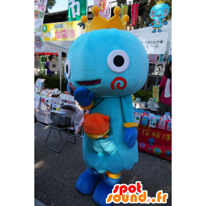 Mascota Miyatan, hombre azul, con una corona amarilla - MASFR25187 - Yuru-Chara mascotas japonesas