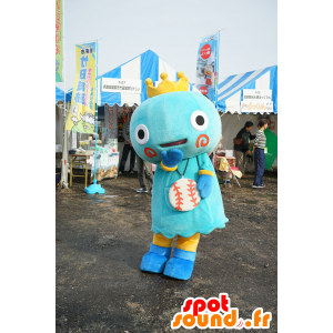 Mascota Miyatan, hombre azul, con una corona amarilla - MASFR25187 - Yuru-Chara mascotas japonesas