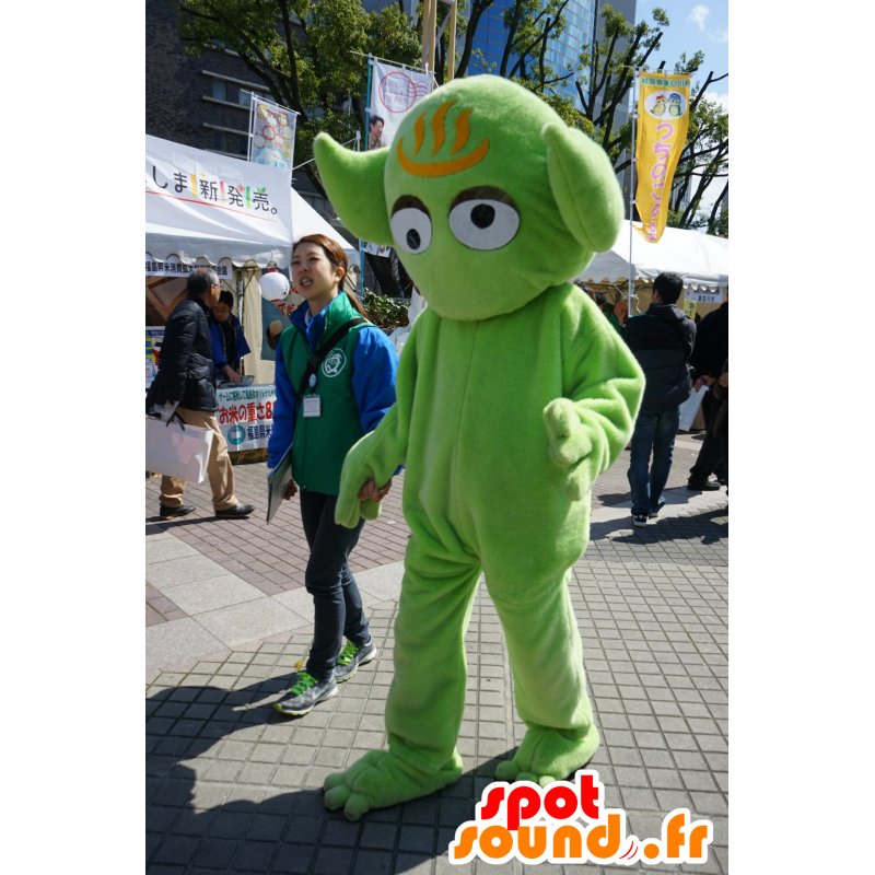 Mascotte d'extra-terrestre vert et orange, drôle et originale - MASFR25190 - Mascottes Yuru-Chara Japonaises