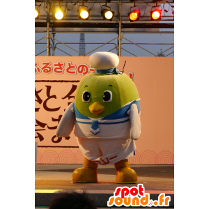 Μασκότ Toripy, πράσινο πουλί, πράσινο αχλάδι σε στολή ναύτη - MASFR25194 - Yuru-Χαρά ιαπωνική Μασκότ