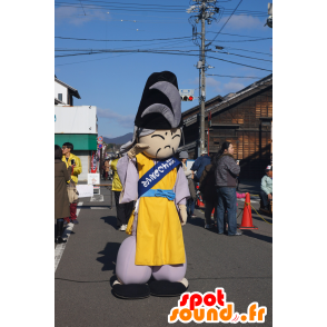 Japanese mascot, Asian dressed yellow and gray - MASFR25195 - Yuru-Chara Japanese mascots