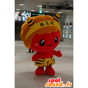 Diabo mascote vermelho, laranja e amarelo - MASFR25196 - Yuru-Chara Mascotes japoneses