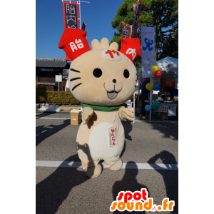 Mascotte de chat beige avec des feux d'artifice - MASFR25197 - Mascottes Yuru-Chara Japonaises