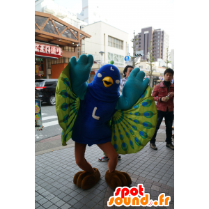 Mascot Jack, pretty peacock green, blue and brown, colorful - MASFR25199 - Yuru-Chara Japanese mascots