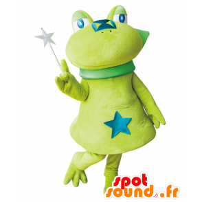 Neela mascot, green and blue cute and funny frog - MASFR25200 - Yuru-Chara Japanese mascots
