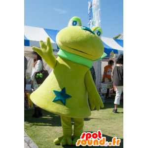 Neela mascot, green and blue cute and funny frog - MASFR25200 - Yuru-Chara Japanese mascots