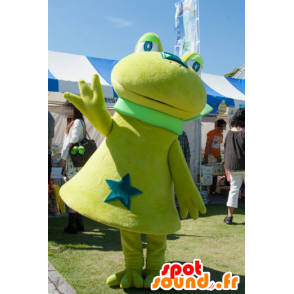 Neela mascot, green and blue cute and funny frog - MASFR25200 - Yuru-Chara Japanese mascots