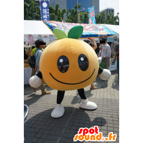 巨大なオレンジ色のマスコット、とても笑顔のタンジェリン-MASFR25201-日本のゆるキャラのマスコット