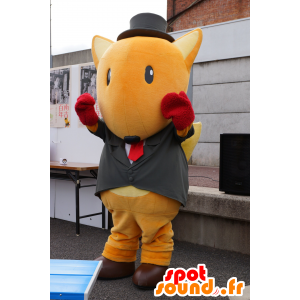 Orange rev maskot, i dress og slips, med en lue - MASFR25202 - Yuru-Chara japanske Mascots