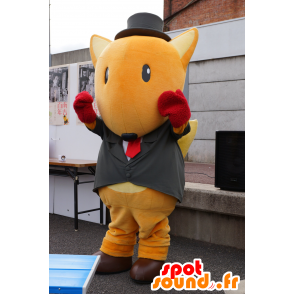 Arancione mascotte volpe, in giacca e cravatta, con un cappello - MASFR25202 - Yuru-Chara mascotte giapponese