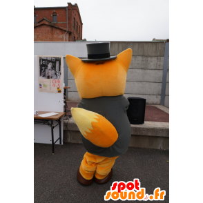 Orange fox mascot, in suit and tie, with a hat - MASFR25202 - Yuru-Chara Japanese mascots