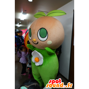 Mascot Tina, vihreä kasvi, kukka, päivänkakkara - MASFR25204 - Mascottes Yuru-Chara Japonaises