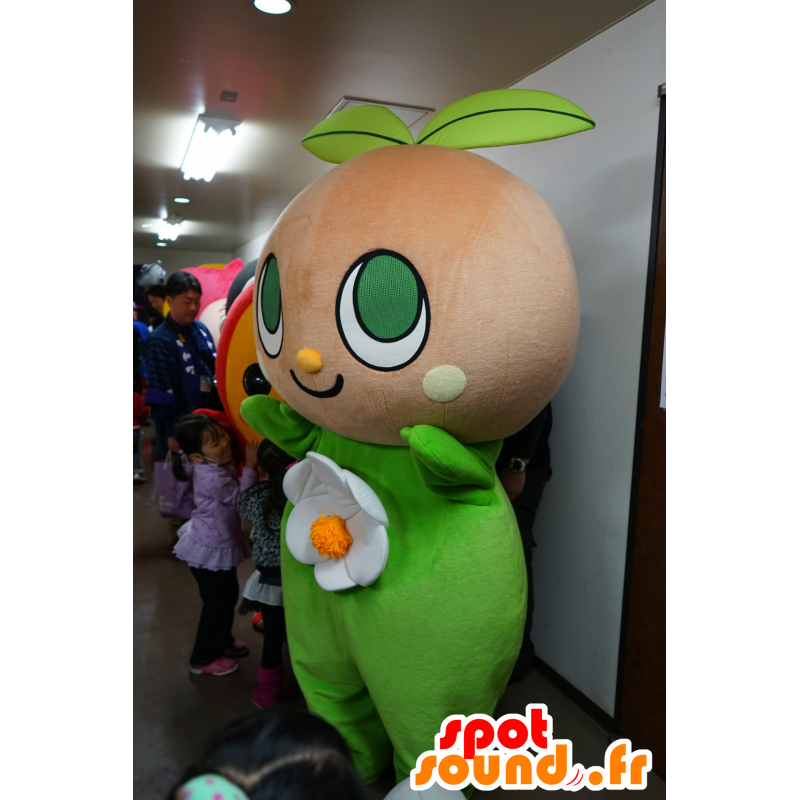 Mascot Tina, groene plant, bloem, madeliefje - MASFR25204 - Yuru-Chara Japanse Mascottes