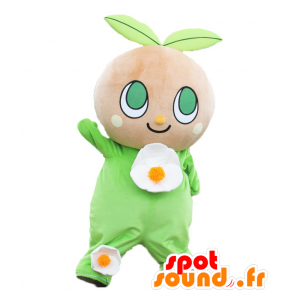 Mascot Tina, groene plant, bloem, madeliefje - MASFR25204 - Yuru-Chara Japanse Mascottes