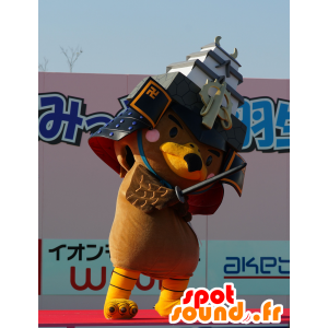 Mascot Takamaru-Kun, águila imperial, marrón y amarillo - MASFR25207 - Yuru-Chara mascotas japonesas