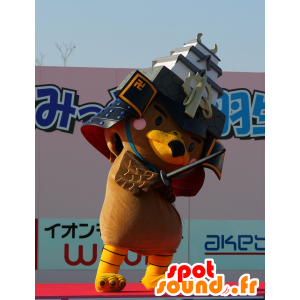 Mascotte de Takamaru-Kun, aigle impérial, marron et jaune - MASFR25207 - Mascottes Yuru-Chara Japonaises