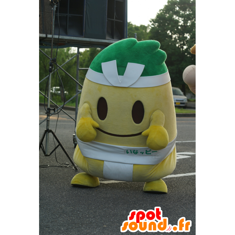 Mascotte d'Inappy, bonhomme jaune et vert, de sumo coloré - MASFR25209 - Mascottes Yuru-Chara Japonaises