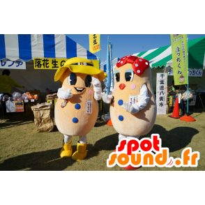 2 giganti mascotte patate, un ragazzo e una ragazza - MASFR25211 - Yuru-Chara mascotte giapponese