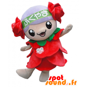 Rora mascot, giant pink, green and red flower - MASFR25212 - Yuru-Chara Japanese mascots