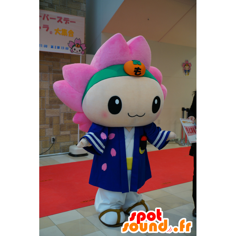 青い制服を着たピンクの髪のマスコットの女の子-MASFR25213-日本のゆるキャラのマスコット