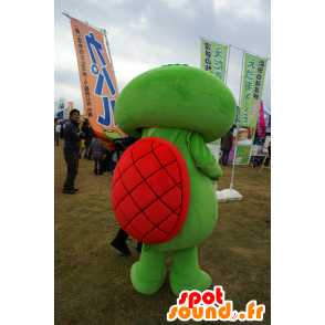 Mascotte de Kaparu, tortue verte, jaune et rouge - MASFR25214 - Mascottes Yuru-Chara Japonaises
