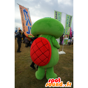 Kaparu maskot, grøn, gul og rød skildpadde - Spotsound maskot