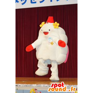 Mascot Kumokkuru, iso valkoinen pilvi, kukkia päähän - MASFR25216 - Mascottes Yuru-Chara Japonaises