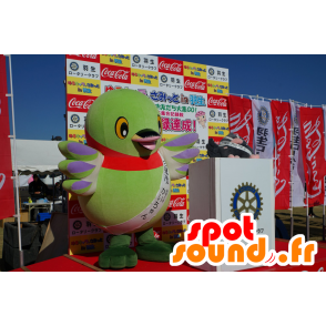 Mascotte grote groene vogel, paars en rood - MASFR25218 - Yuru-Chara Japanse Mascottes