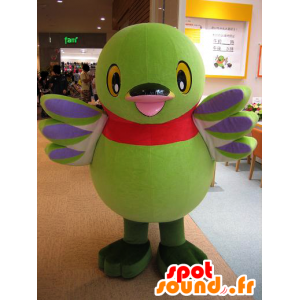 Mascotte grote groene vogel, paars en rood - MASFR25218 - Yuru-Chara Japanse Mascottes