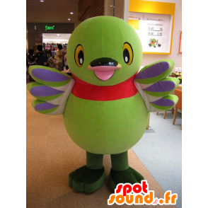 Mascotte de gros oiseau vert, violet et rouge - MASFR25218 - Mascottes Yuru-Chara Japonaises