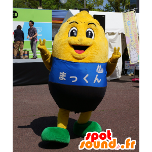 Mascotte de Makkun. Mascotte d'épi de maïs jaune, bleu et noir - MASFR25219 - Mascottes Yuru-Chara Japonaises