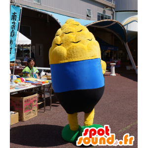 Mascotte de Makkun. Mascotte d'épi de maïs jaune, bleu et noir - MASFR25219 - Mascottes Yuru-Chara Japonaises