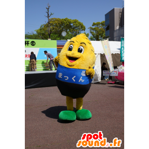 Makkun mascot. Mascot yellow ear of corn, blue and black - MASFR25219 - Yuru-Chara Japanese mascots