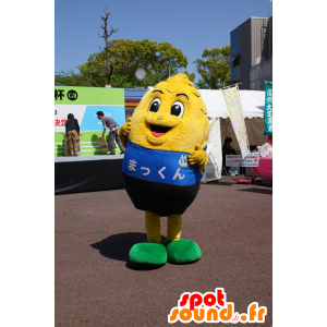 Mascot Makkun. Maskotti keltainen tähkä, sininen ja musta - MASFR25219 - Mascottes Yuru-Chara Japonaises