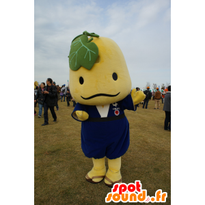 Kun Ronda-mascota, hombre amarillo, con una hoja de parra - MASFR25222 - Yuru-Chara mascotas japonesas