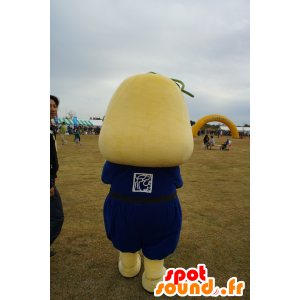 Round-Kun Maskottchen, gelb Mann, mit einem Feigenblatt - MASFR25222 - Yuru-Chara japanischen Maskottchen