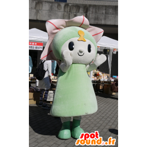 Mascot groene bloem, roze en rood, reus - MASFR25224 - Yuru-Chara Japanse Mascottes